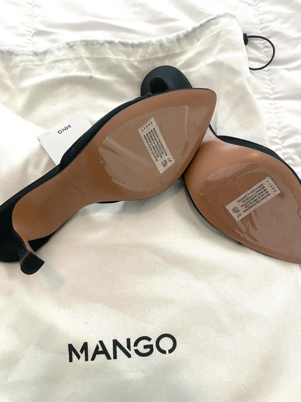 Mango Black Mesh Open-Toe Slide Heels - Picture 7 of 7